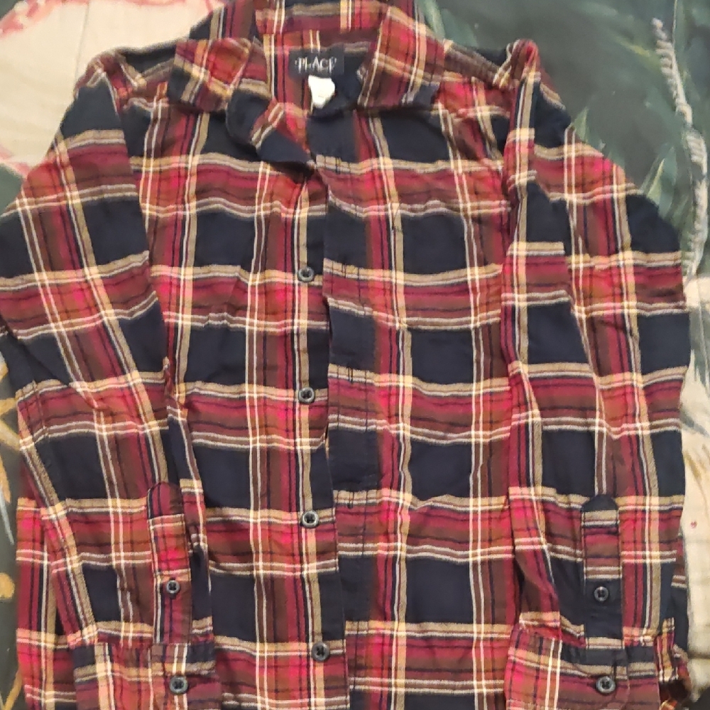 Children's Place Red and Tan Plaid Shirt